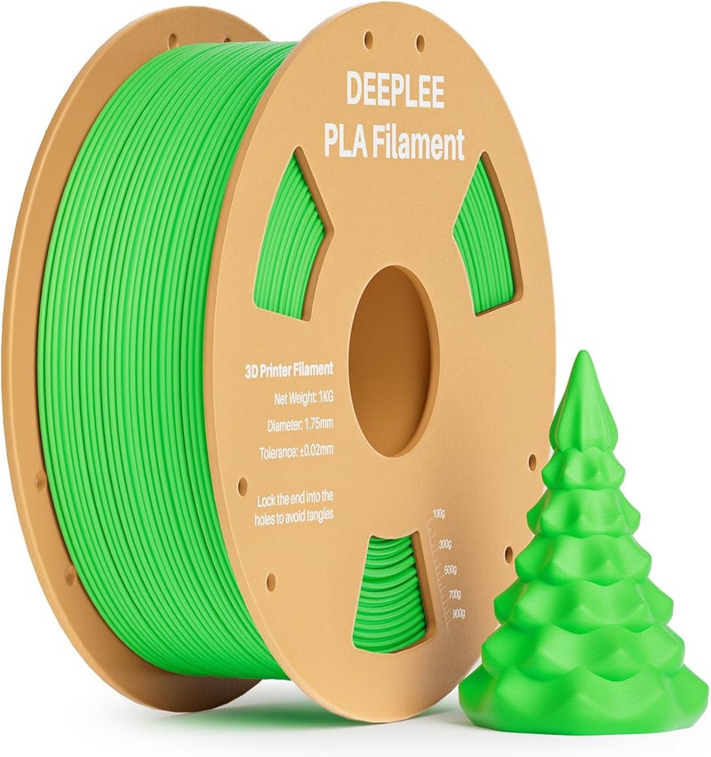 Deeplee PLA 1.75mm 3D Printer Filament, Dimensional Accuracy +/- 0.02mm, Neatly Wound, No Clogging, Vacuum Package, Fits for Most FDM 3D Printers, Cardboard Spool 1kg Neon Green - Image 1